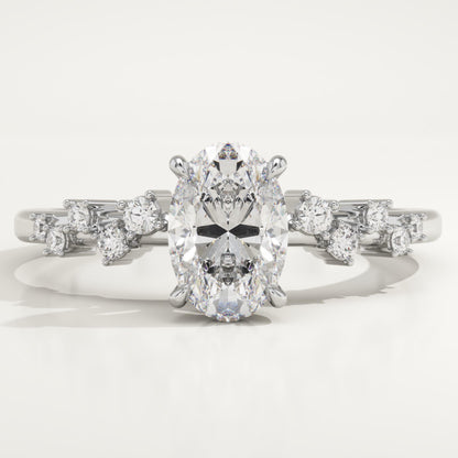 Oval Cut Hidden Halo & Pave Lab-Grown Diamond Engagement Ring