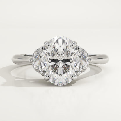 1.75 CT Oval Cut Three Stone Moissanite Engagement Ring