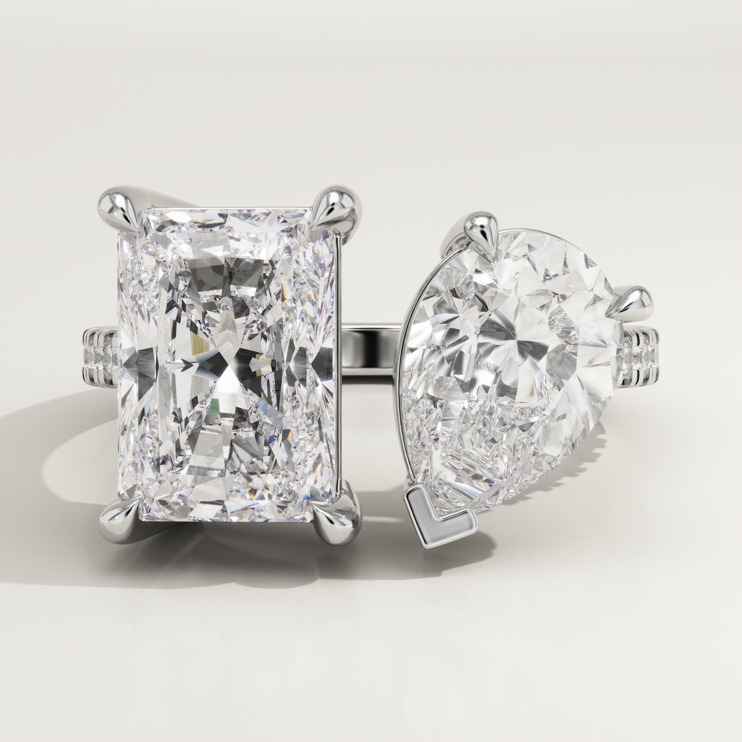 4.75 TCW Pear & Radiant Cut Toi Et Moi Pave Lab-Grown Diamond Engagement Ring