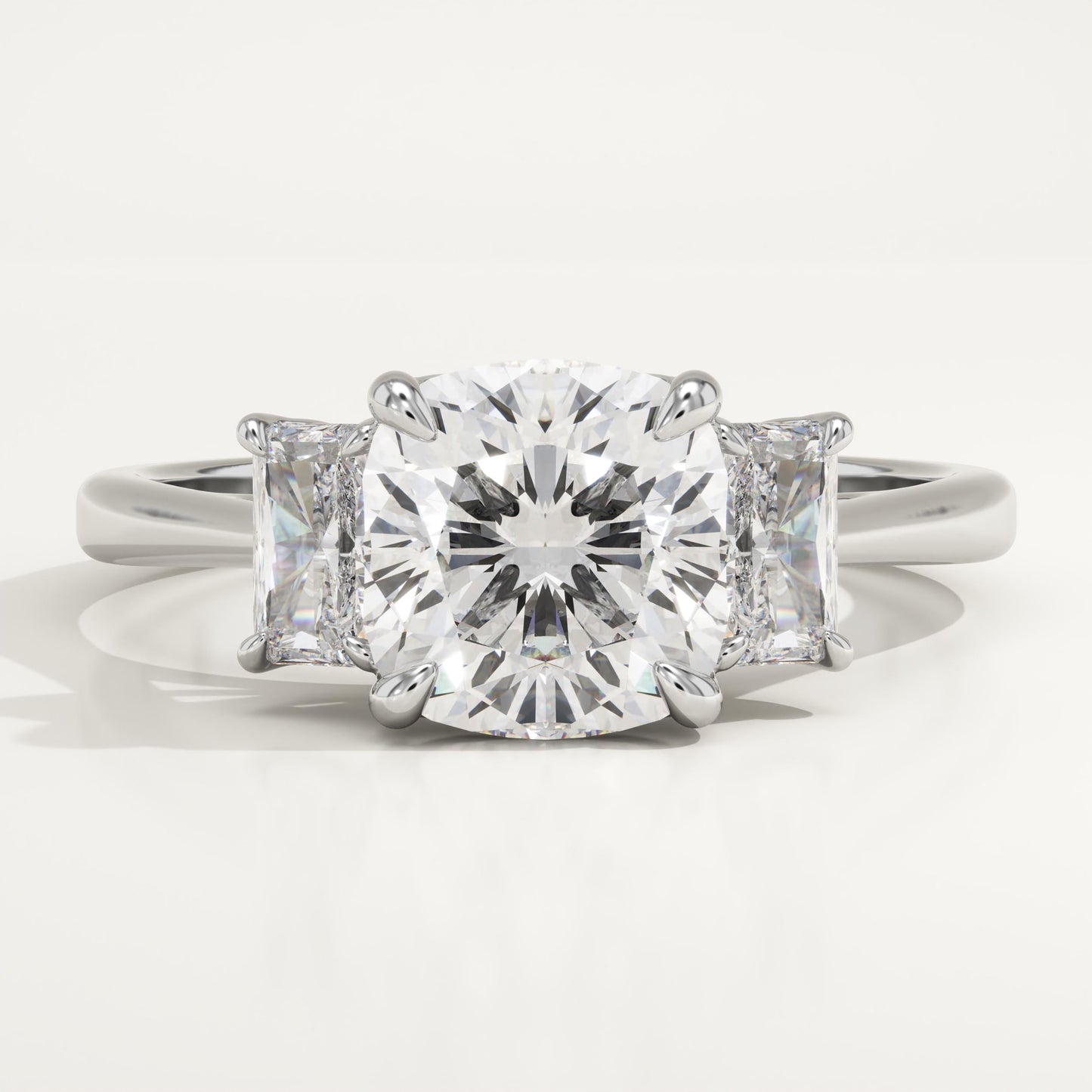 Cushion Cut Three Stone Lab-Grown Diamond Engagement Ring