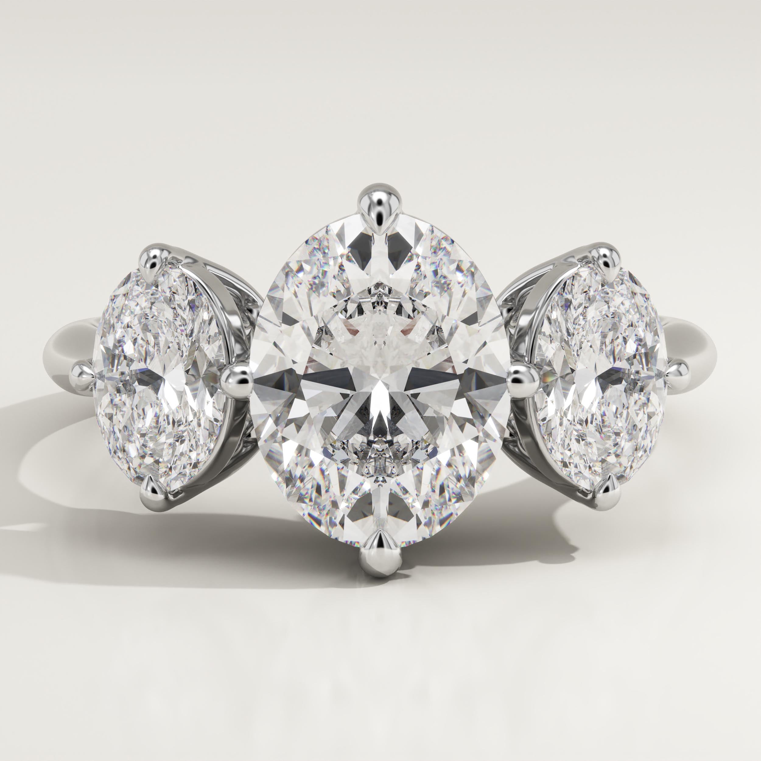 2.0 CT Oval Cut Three Stone Lab-Grown Diamond Engagement Ring