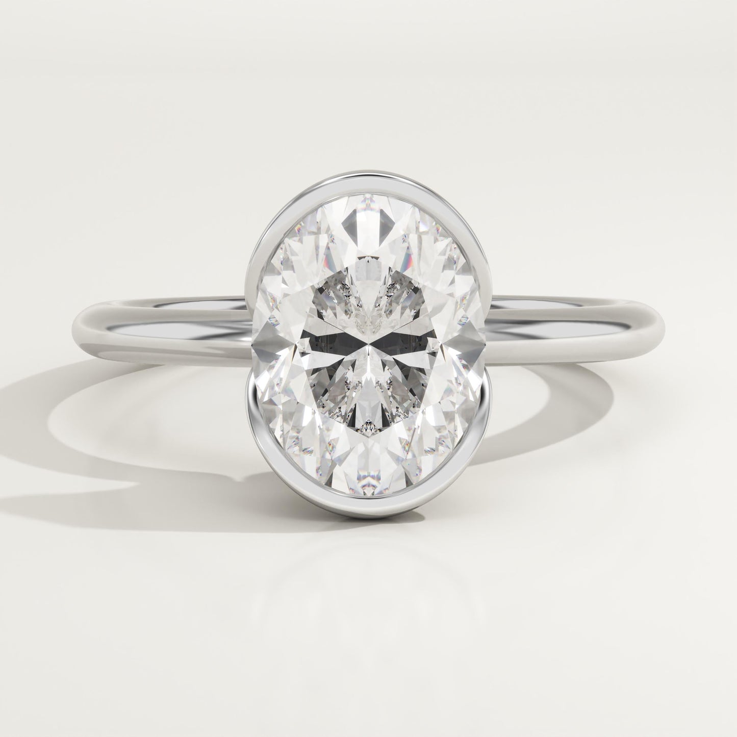 Oval Cut Half Bezel Lab-Grown Diamond Engagement Ring