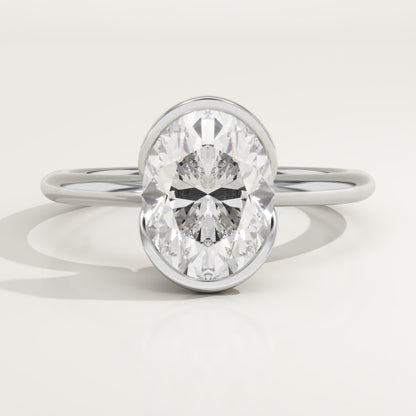 Oval Cut Half Bezel Lab-Grown Diamond Engagement Ring