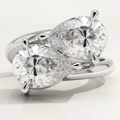 3.5 TCW Pear Cut Toi Et Moi Lab-Grown Diamond Engagement Ring