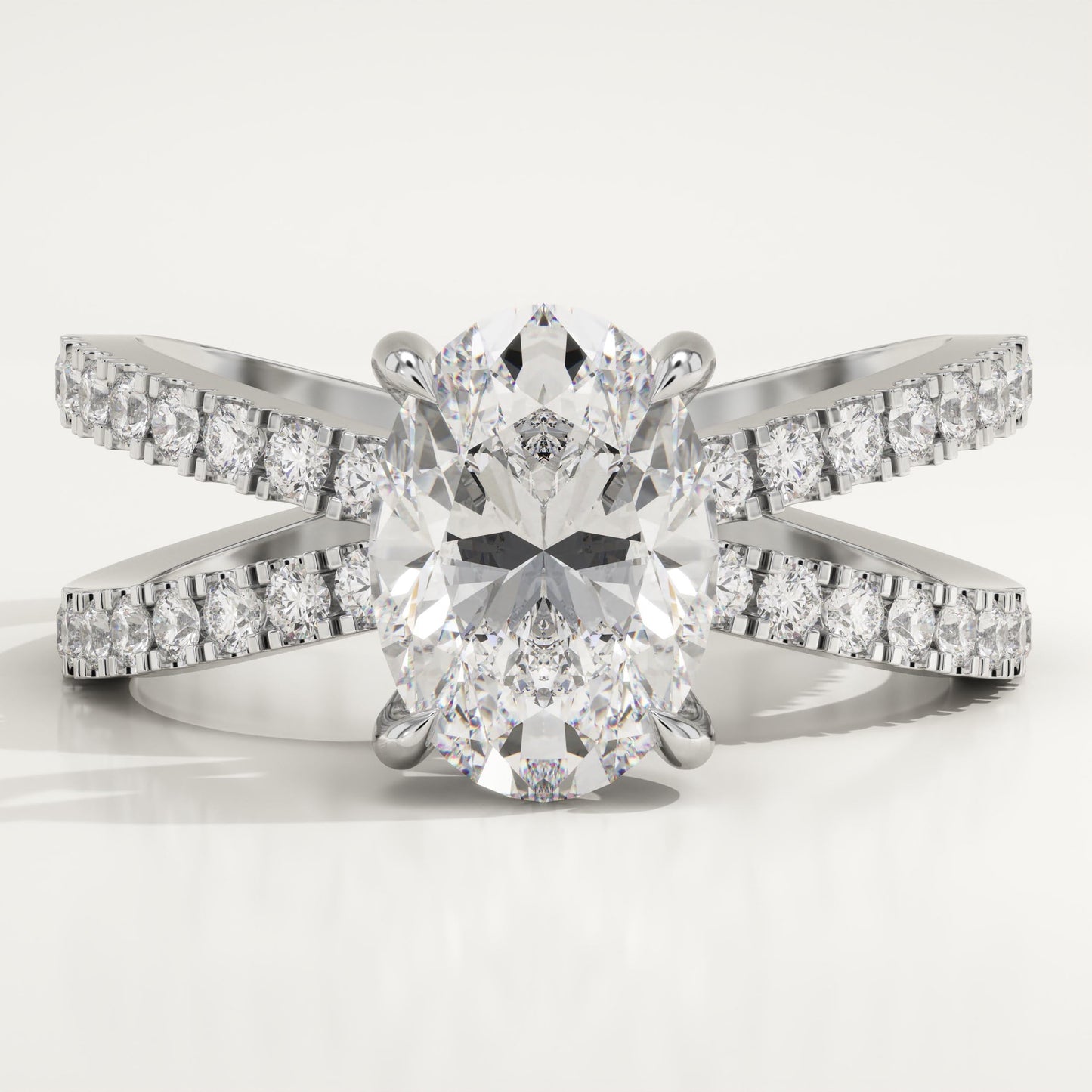 Oval Cut Hidden Halo & Criss Cross Pave Lab-Grown Diamond Engagement Ring