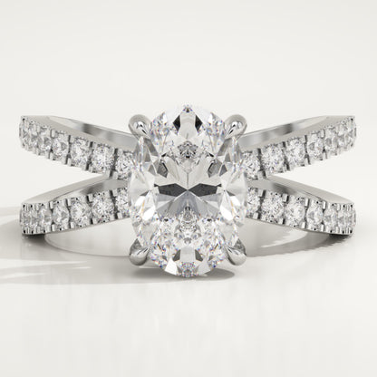Oval Cut Hidden Halo & Criss Cross Pave Lab-Grown Diamond Engagement Ring