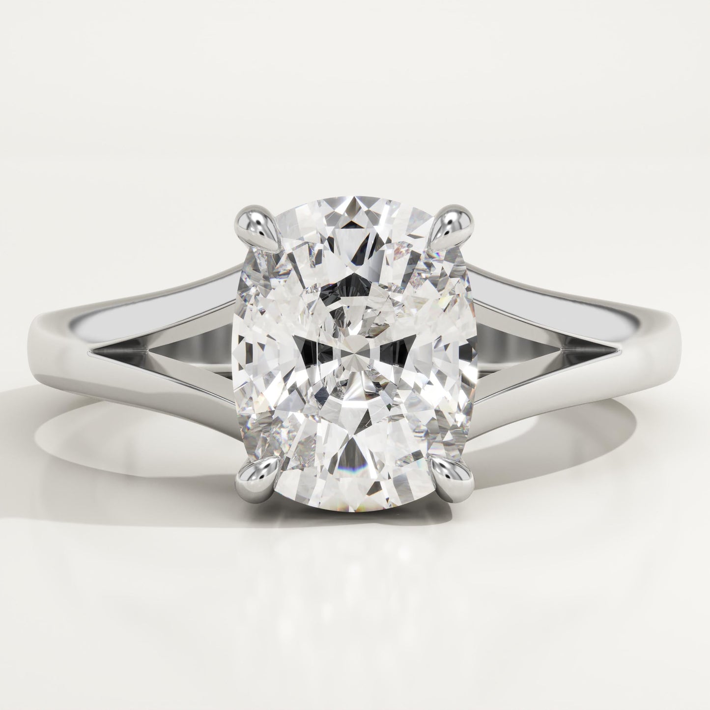 Elongated Cushion Cut Solitaire Split Shank Lab-Grown Diamond Engagement Ring