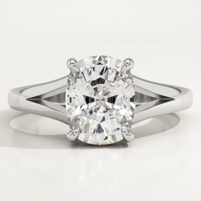 Elongated Cushion Cut Solitaire Split Shank Lab-Grown Diamond Engagement Ring