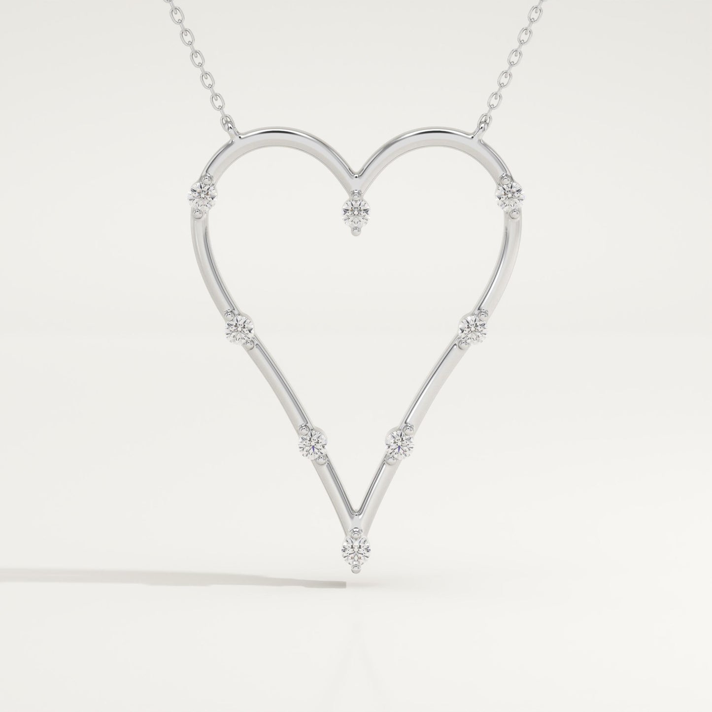0.24 TCW Round Lab-Grown Diamond Heart Shaped Necklace