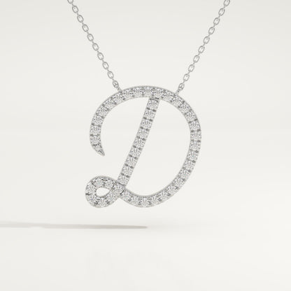 0.435 TCW Round Lab-Grown Diamond D Initial Necklace