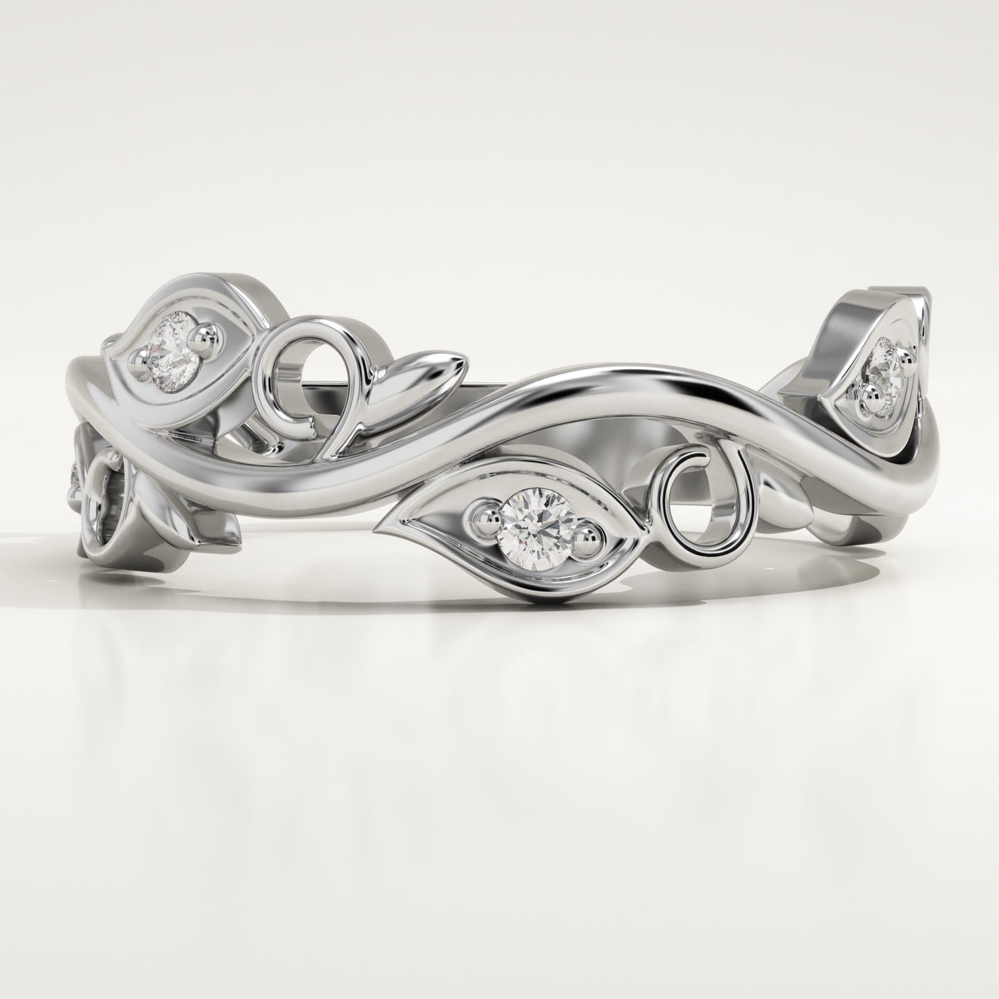 0.11 TCW Round Lab-Grown Diamond Twig Wedding Band