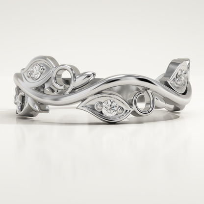 0.11 TCW Round Lab-Grown Diamond Twig Wedding Band
