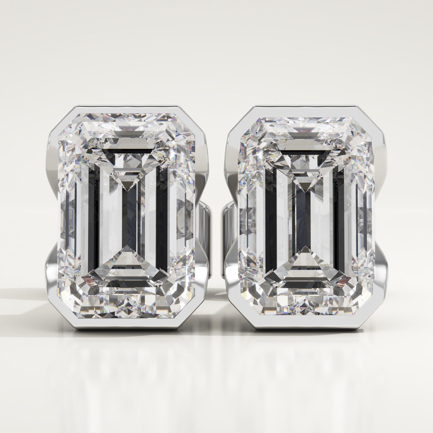 1 TCW Emerald Half Bezel Lab-Grown Diamond Stud Earrings