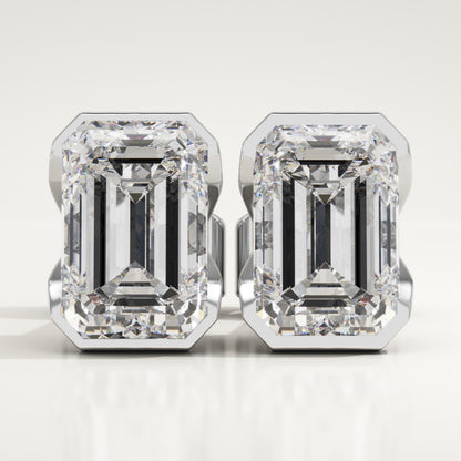1 TCW Emerald Half Bezel Lab-Grown Diamond Stud Earrings