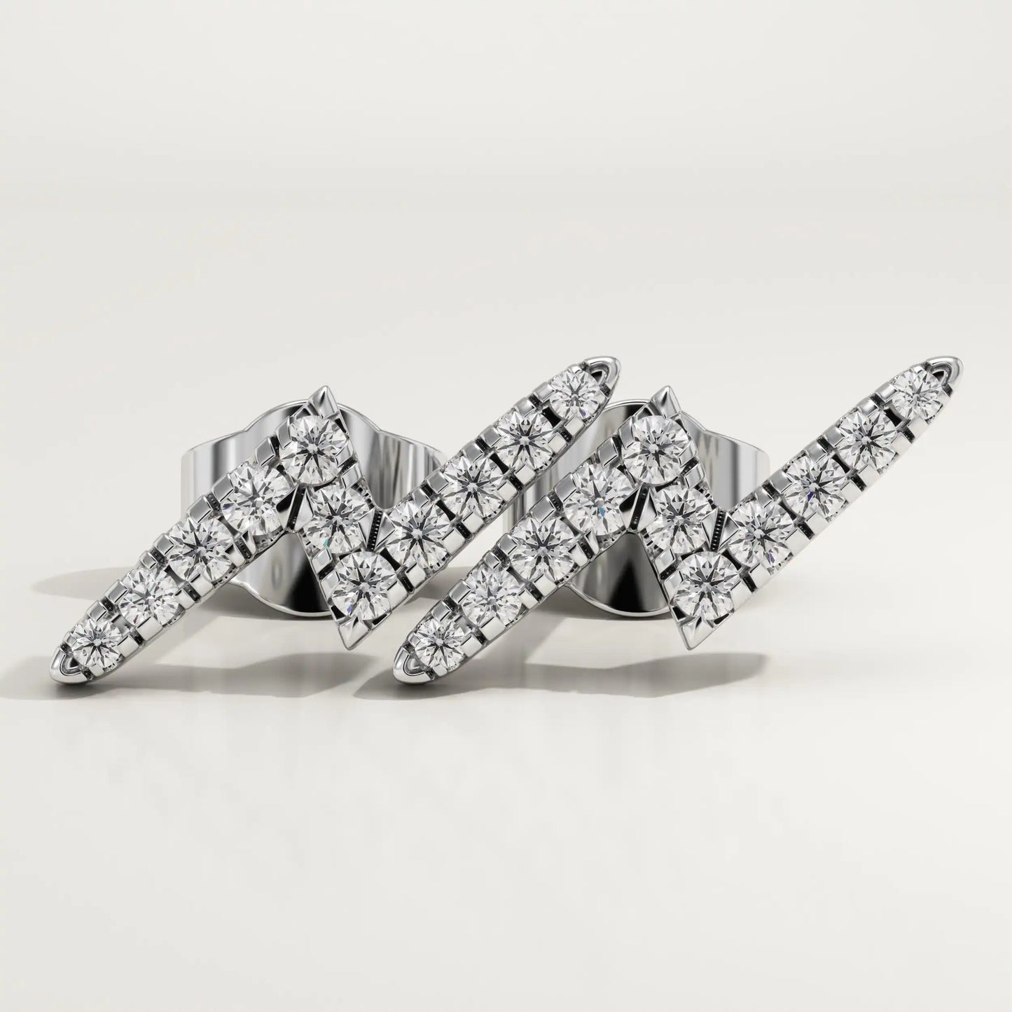 0.56 TCW Round Lab-Grown Diamond Lightning Stud Earrings