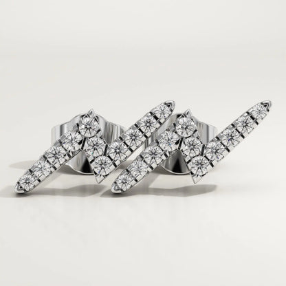0.56 TCW Round Lab-Grown Diamond Lightning Stud Earrings