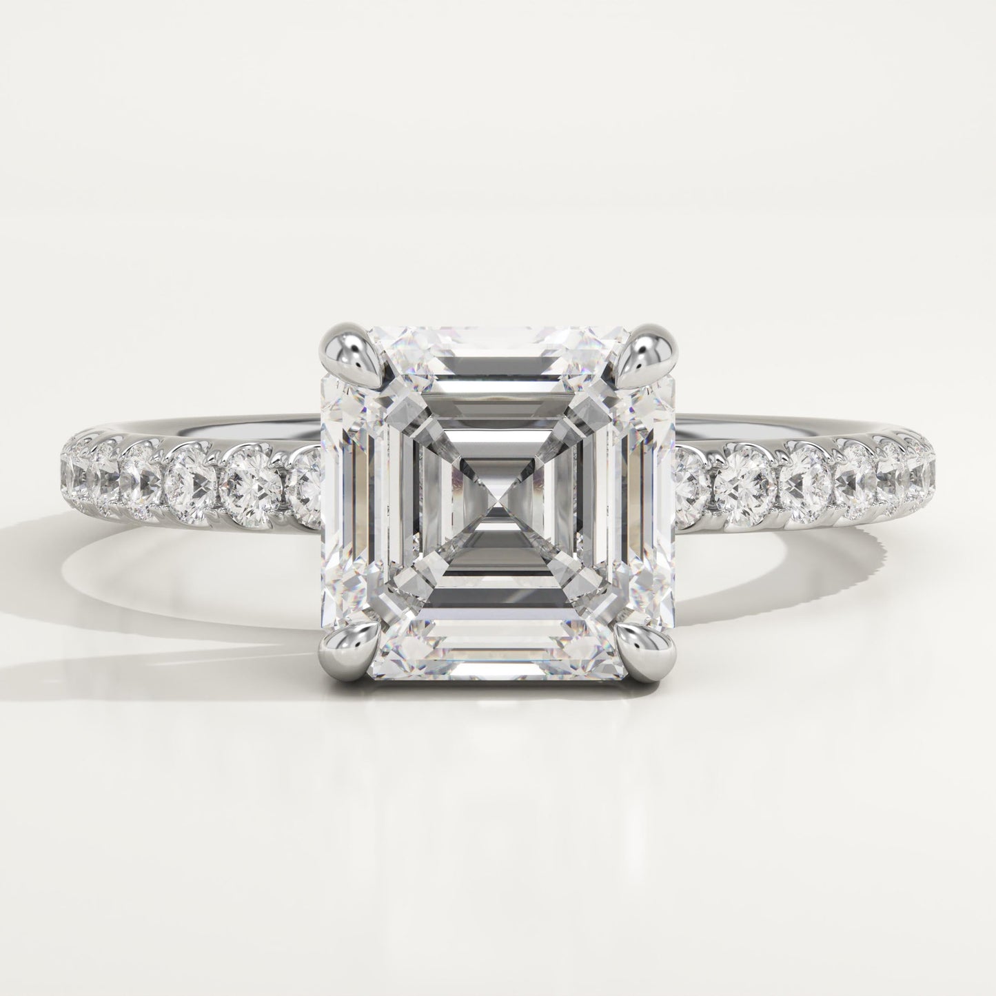 Asscher Cut Pave Lab-Grown Diamond Engagement Ring