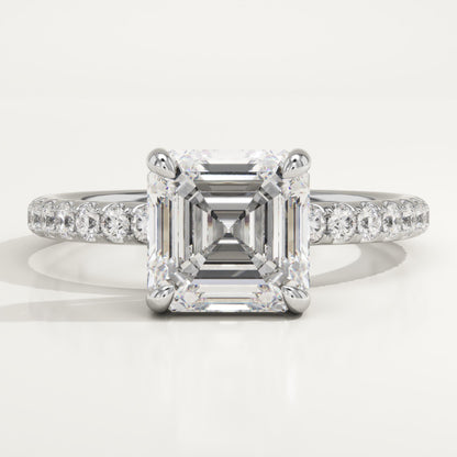 Asscher Cut Pave Lab-Grown Diamond Engagement Ring