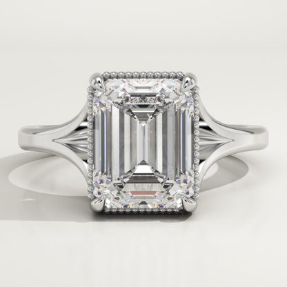 Emerald Cut Solitaire Split Shank Lab-Grown Diamond Engagement Ring