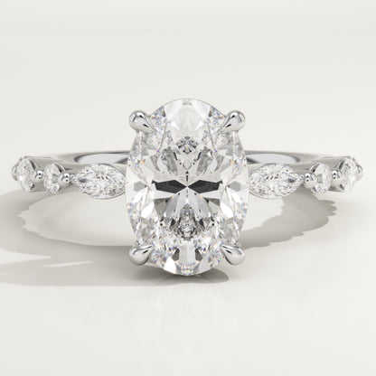 Oval Cut Pave Lab-Grown Diamond Engagement Ring