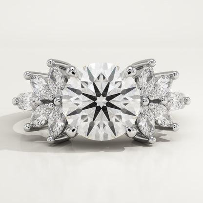 Round Cut Cluster Lab-Grown Diamond Engagement Ring