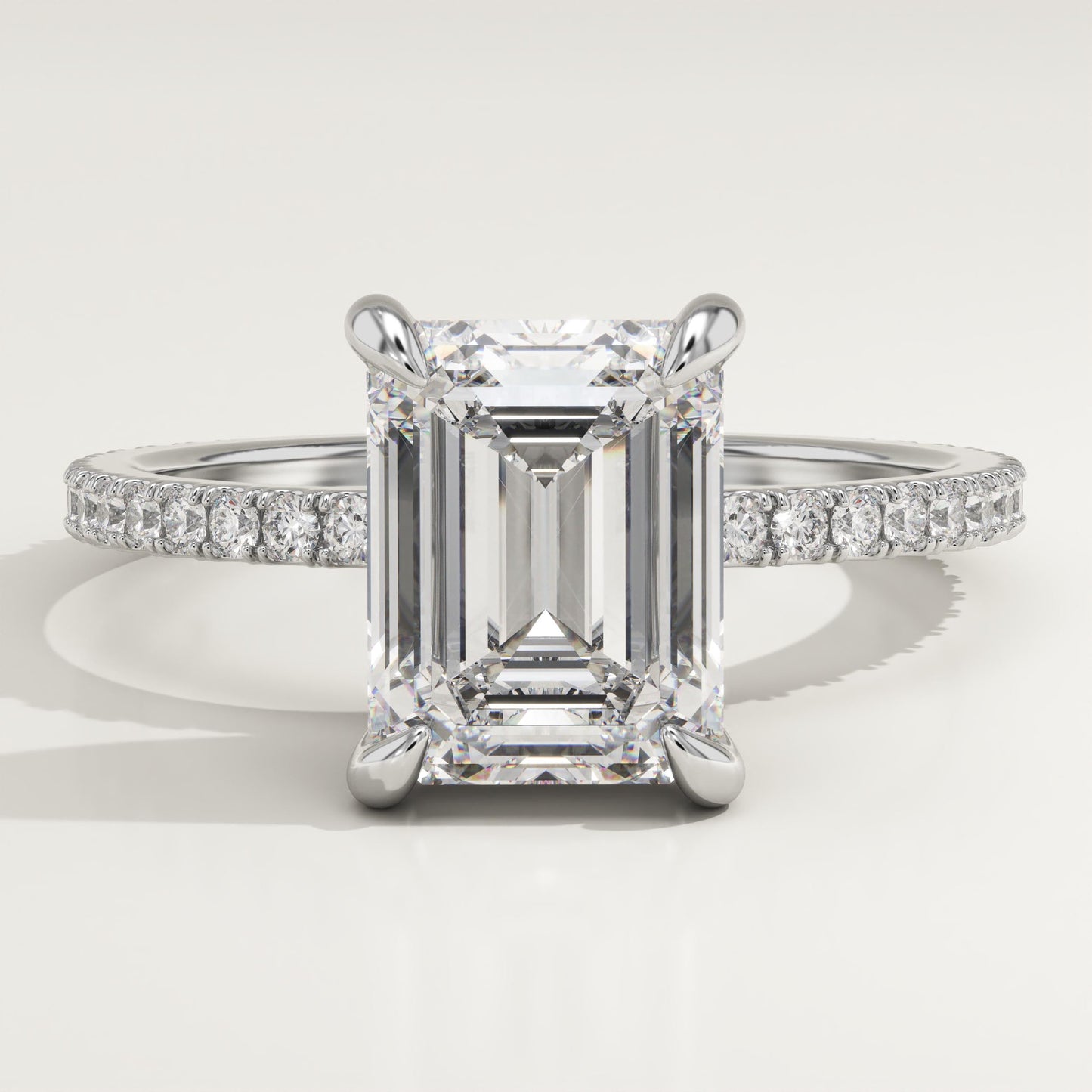 Emerald Cut Pave Lab-Grown Diamond Engagement Ring