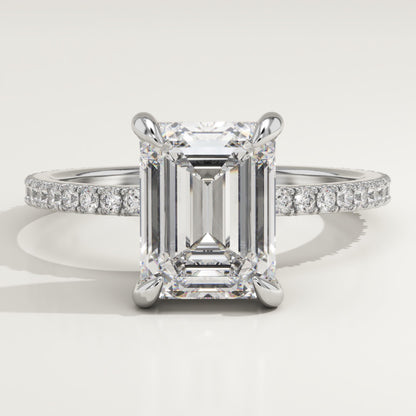 Emerald Cut Pave Lab-Grown Diamond Engagement Ring