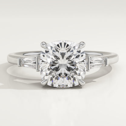 Cushion Cut Three Stone Lab-Grown Diamond Engagement Ring