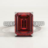 3.71 CT Emerald Cut Pave January-Garnet Birthstone Engagement Ring