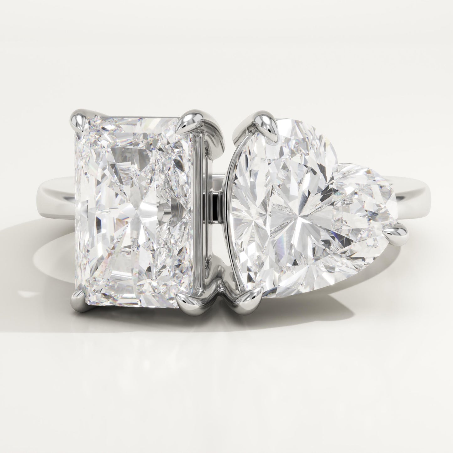 4.75 TCW Radiant & Heart Cut Toi Et Moi Lab-Grown Diamond Engagement Ring