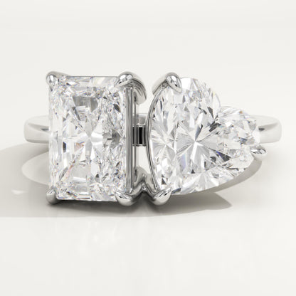 4.75 TCW Radiant & Heart Cut Toi Et Moi Lab-Grown Diamond Engagement Ring