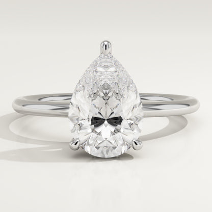Pear Cut Hidden Halo Lab-Grown Diamond Engagement Ring