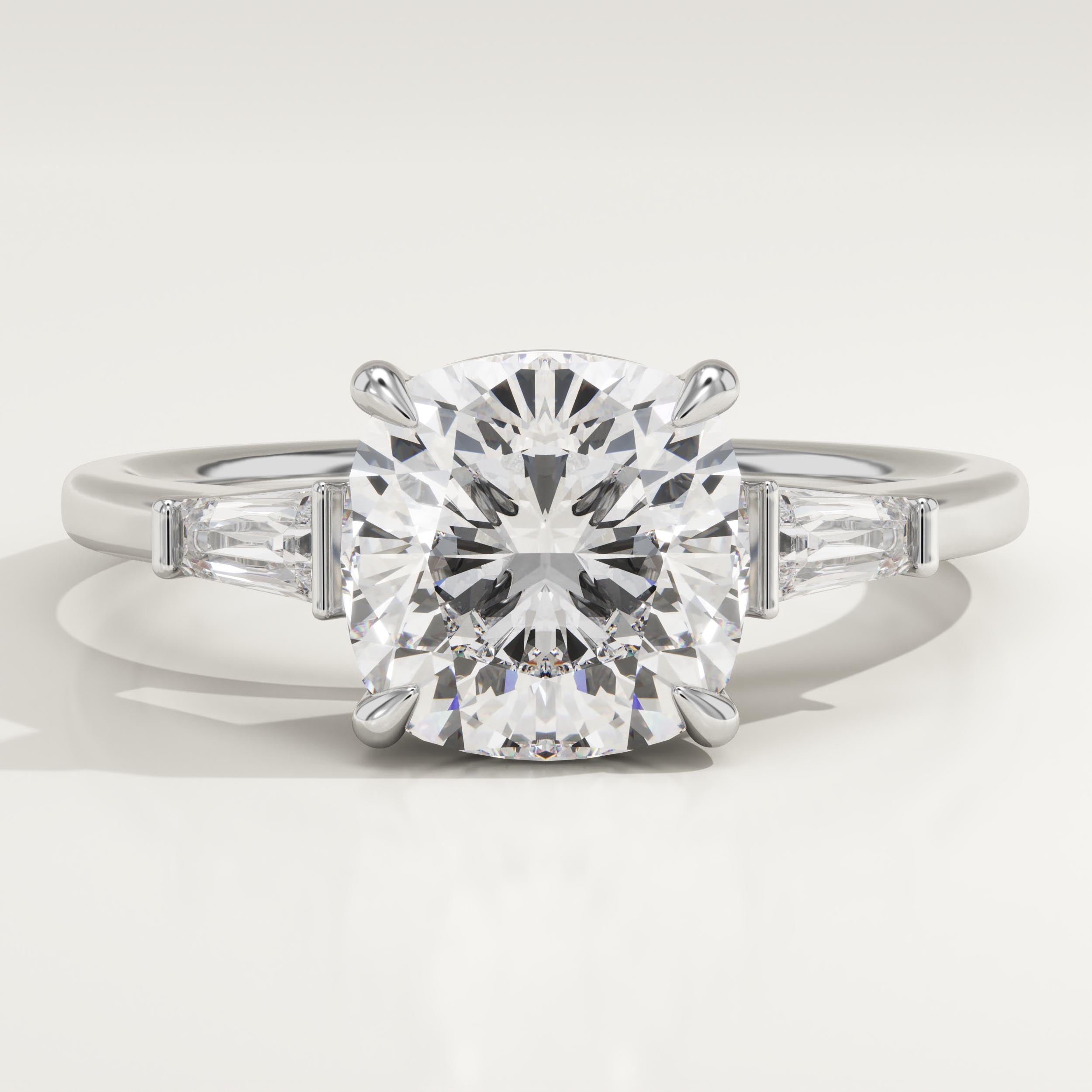 2.0 CT Cushion Cut Three Stone Lab-Grown Diamond Engagement Ring