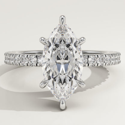 Marquise Cut Hidden Halo & Pave Lab-Grown Diamond Engagement Ring