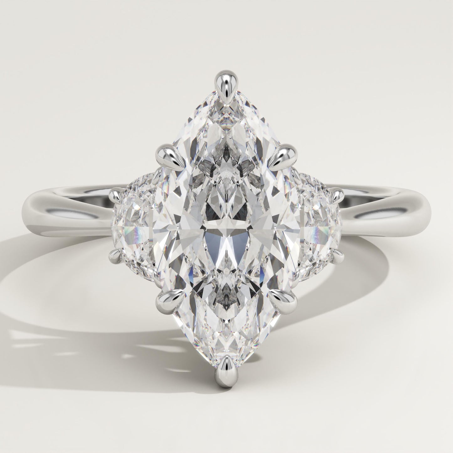 Marquise Cut Three Stone Lab-Grown Diamond Engagement Ring