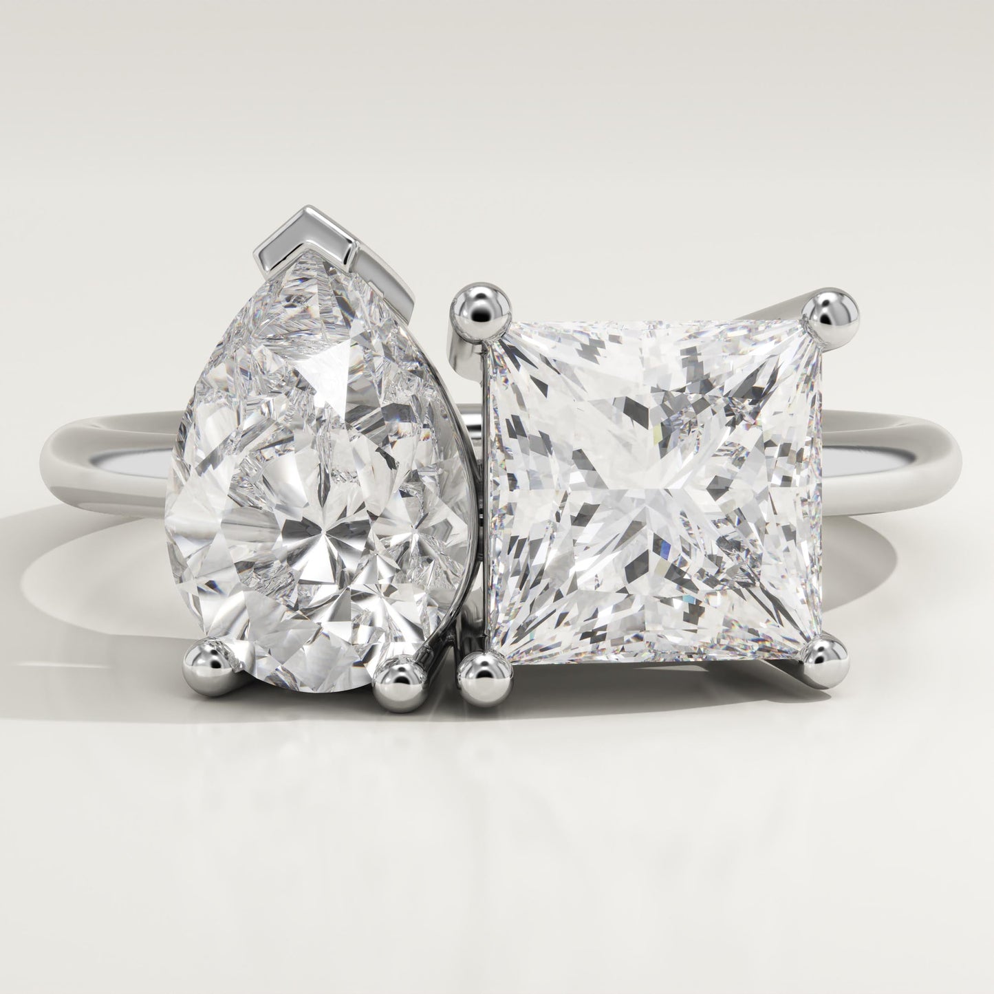 4.75 TCW Princess & Pear Cut Toi Et Moi Lab-Grown Diamond Engagement Ring