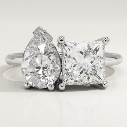 4.75 TCW Princess & Pear Cut Toi Et Moi Lab-Grown Diamond Engagement Ring