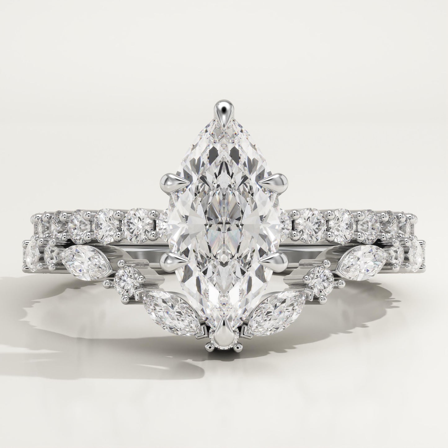 Marquise Cut Pave Lab-Grown Diamond Bridal Set