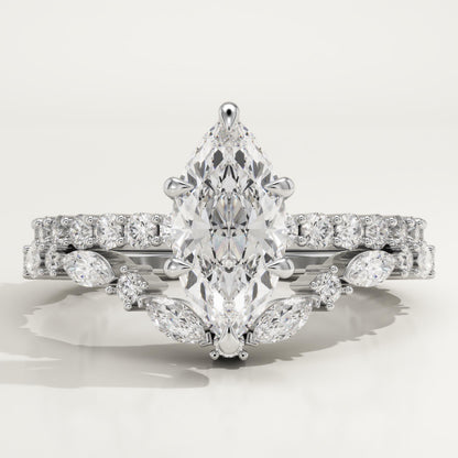 Marquise Cut Pave Lab-Grown Diamond Bridal Set