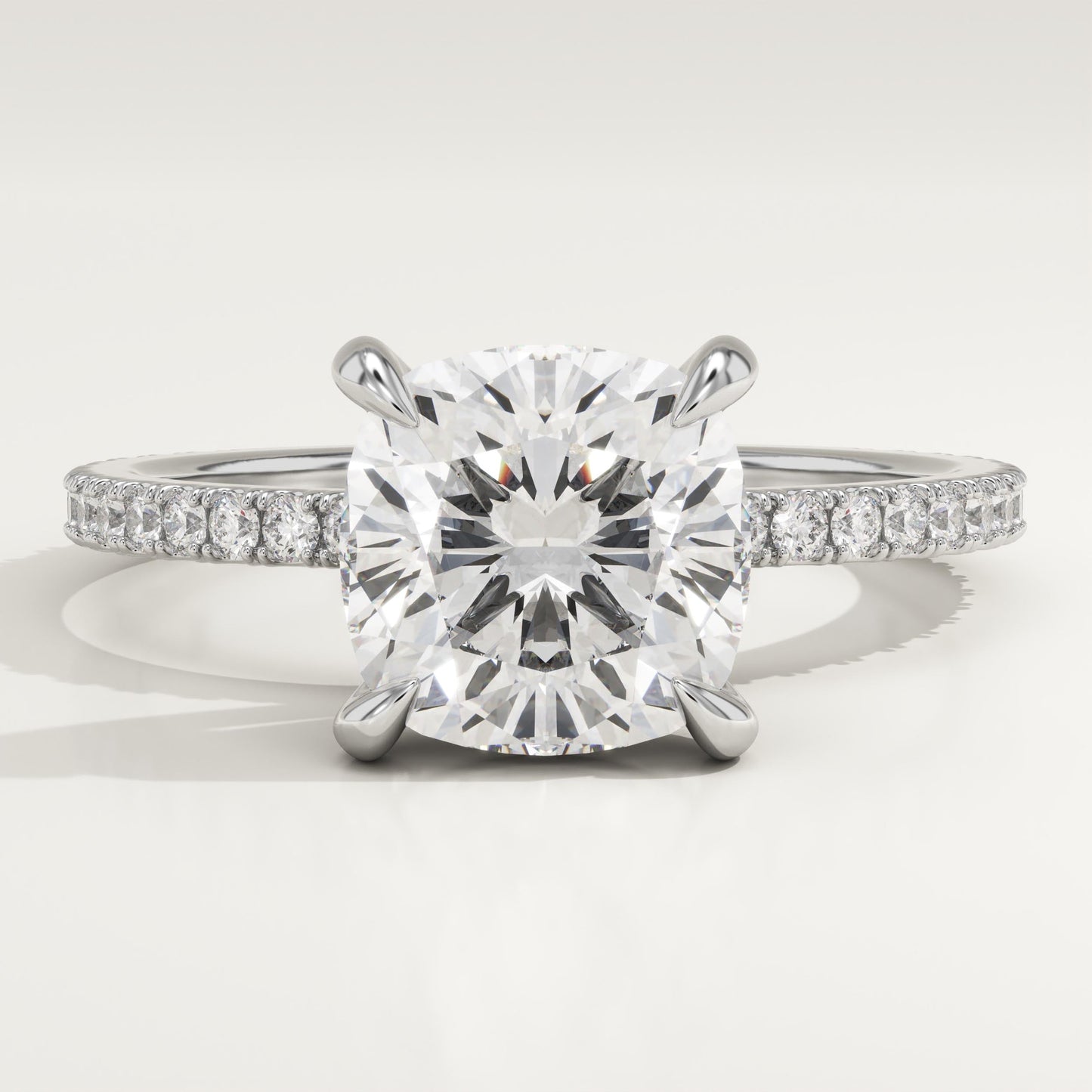 Cushion Cut Pave Lab-Grown Diamond Engagement Ring