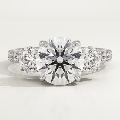 2 CT Round Cut Three Stone Moissanite Engagement Ring