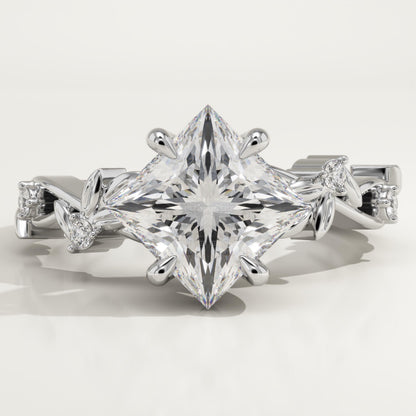 Princess Cut Nature Inspired Lab-Grown Diamond Engagement Ring