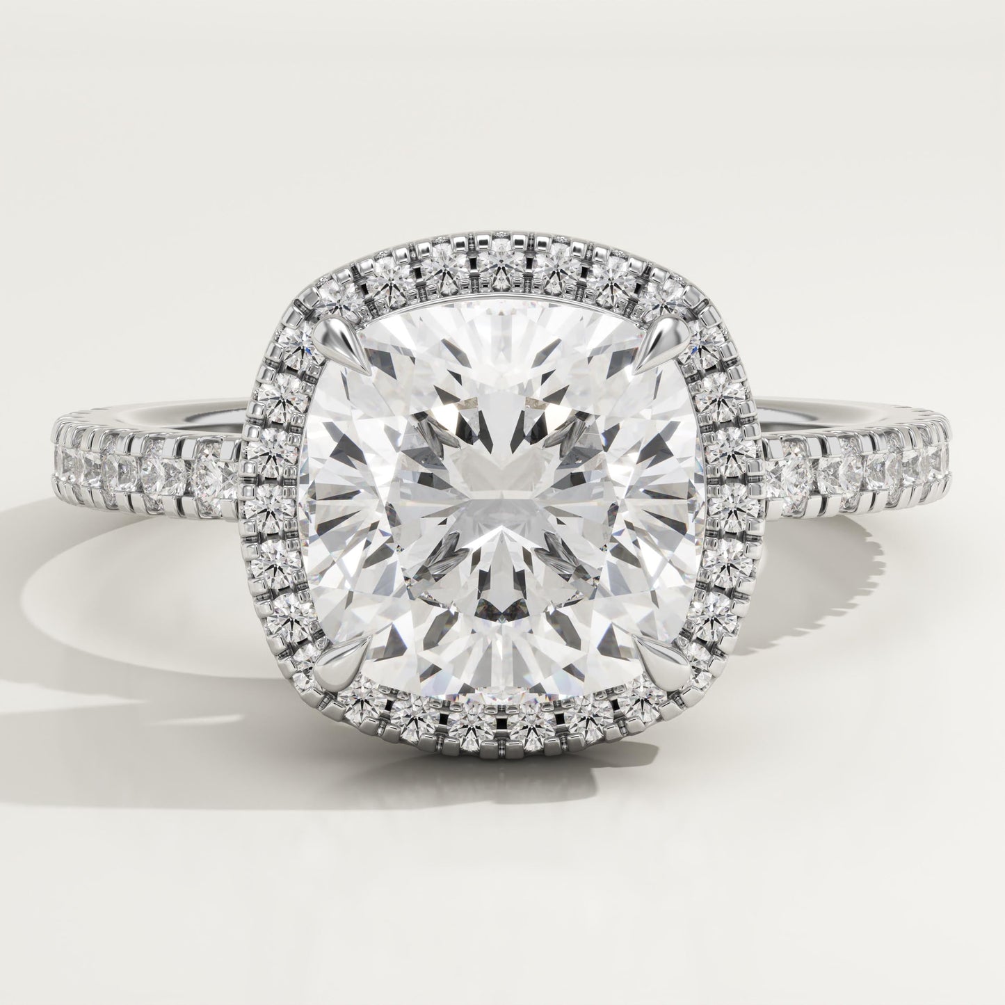 Cushion Cut Halo & Pave Lab-Grown Diamond Engagement Ring