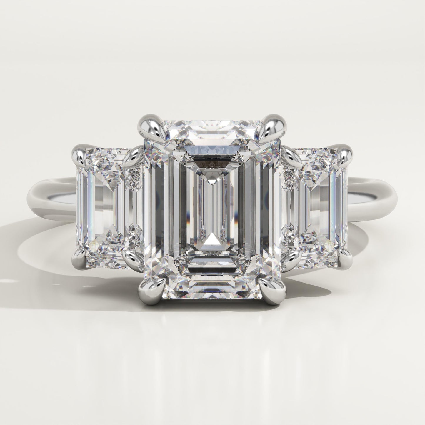 Emerald Cut Three Stone Lab-Grown Diamond Engagement Ring
