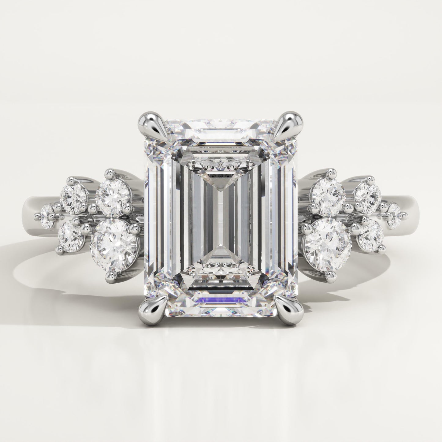 Emerald Cut Cluster Lab-Grown Diamond Engagement Ring