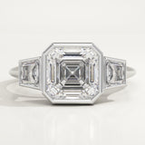 1.5 CT Asscher Cut Three Stone Bezel Lab-Grown Diamond Engagement Ring