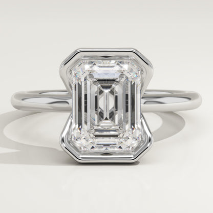 Emerald Cut Half Bezel Lab-Grown Diamond Engagement Ring