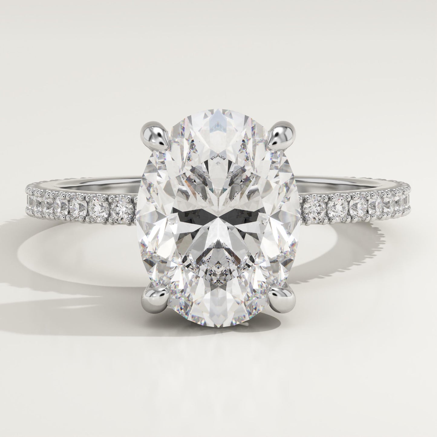 Oval Cut Hidden Halo & Pave Lab-Grown Diamond Engagement Ring