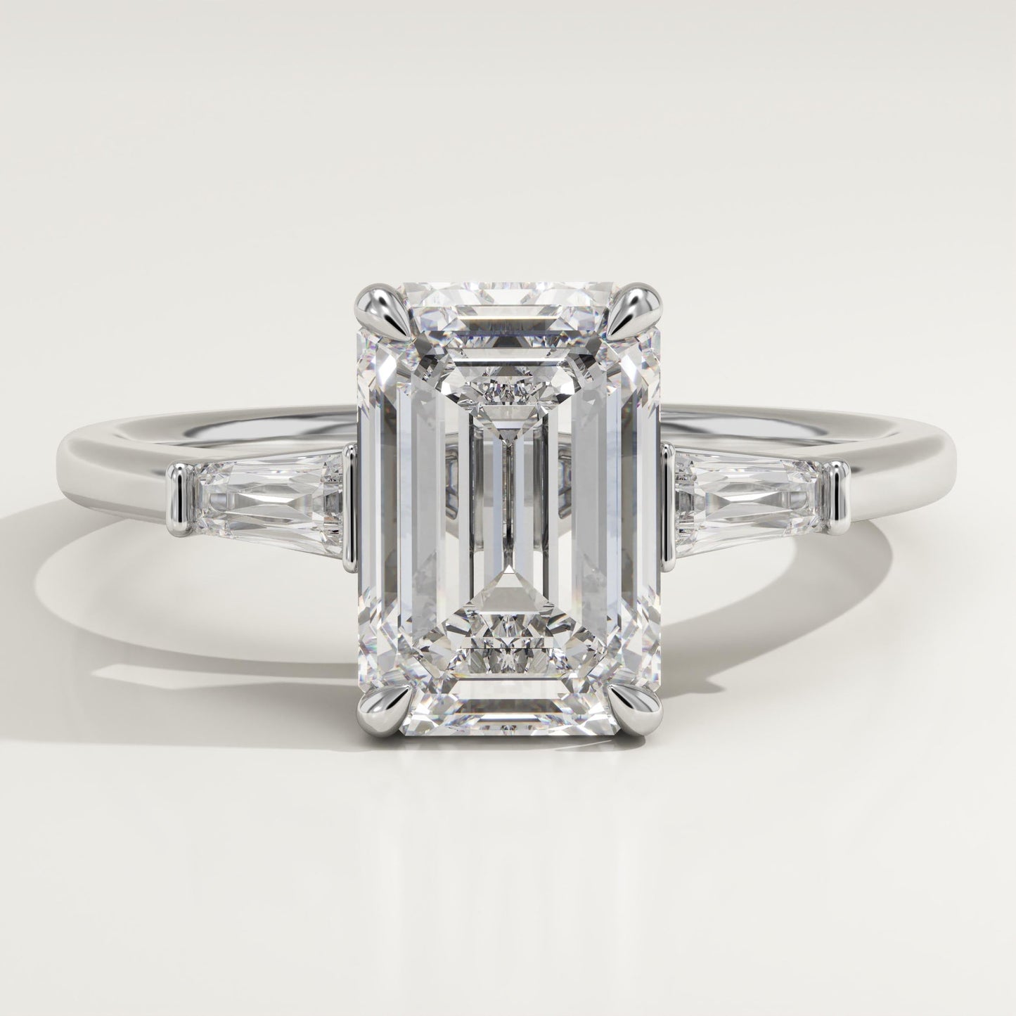 Emerald Cut Three Stone Lab-Grown Diamond Engagement Ring