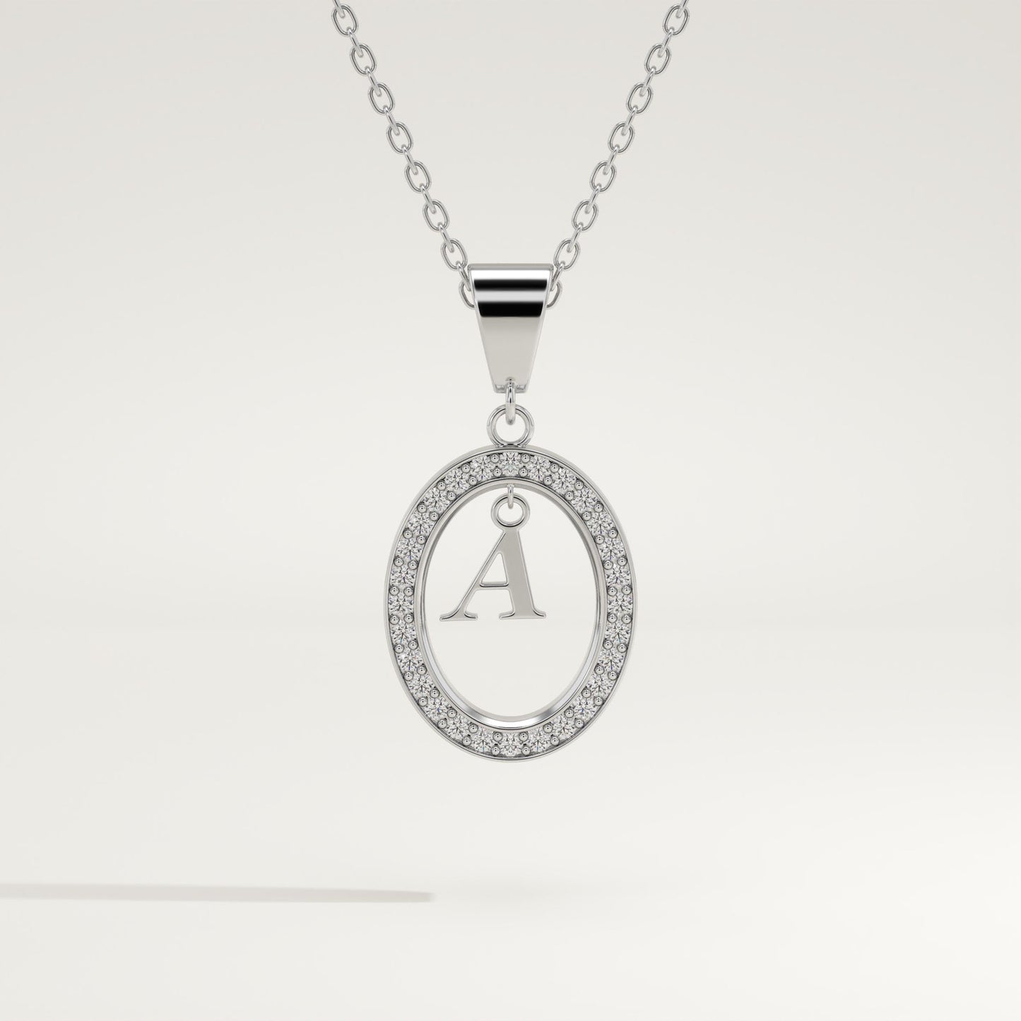 0.05 TCW Round Lab-Grown Diamond A Initial Necklace